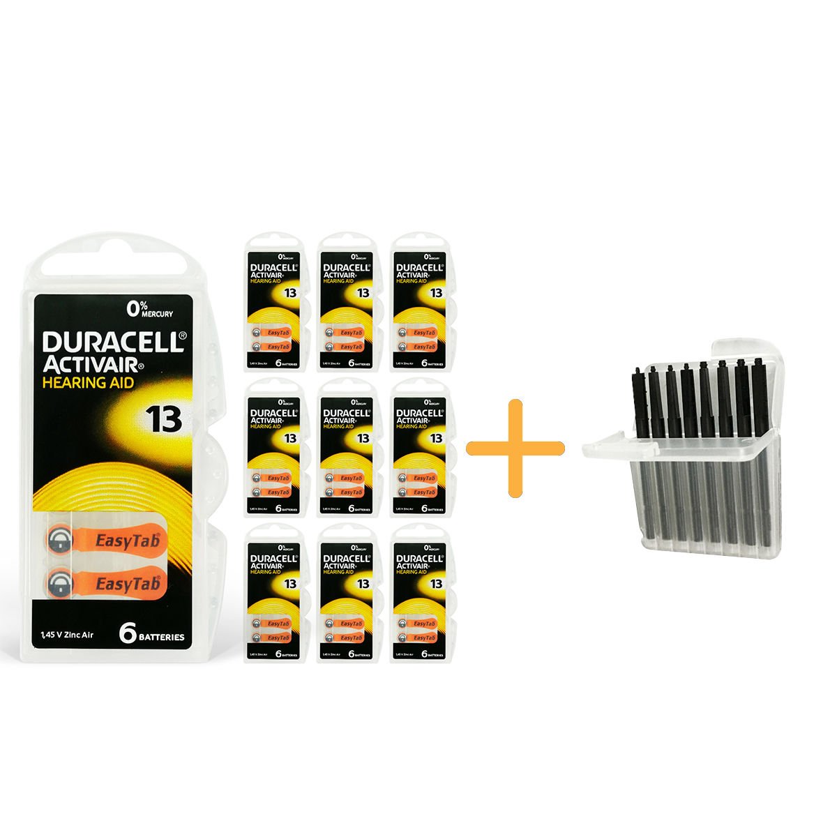 Duracell Activair 13 Numara İşitme Cihazı Pili (10 Paket x 6 Adet = 60 Adet Pil) + HEDİYE İşitme Cihazı Çubuk Filtre