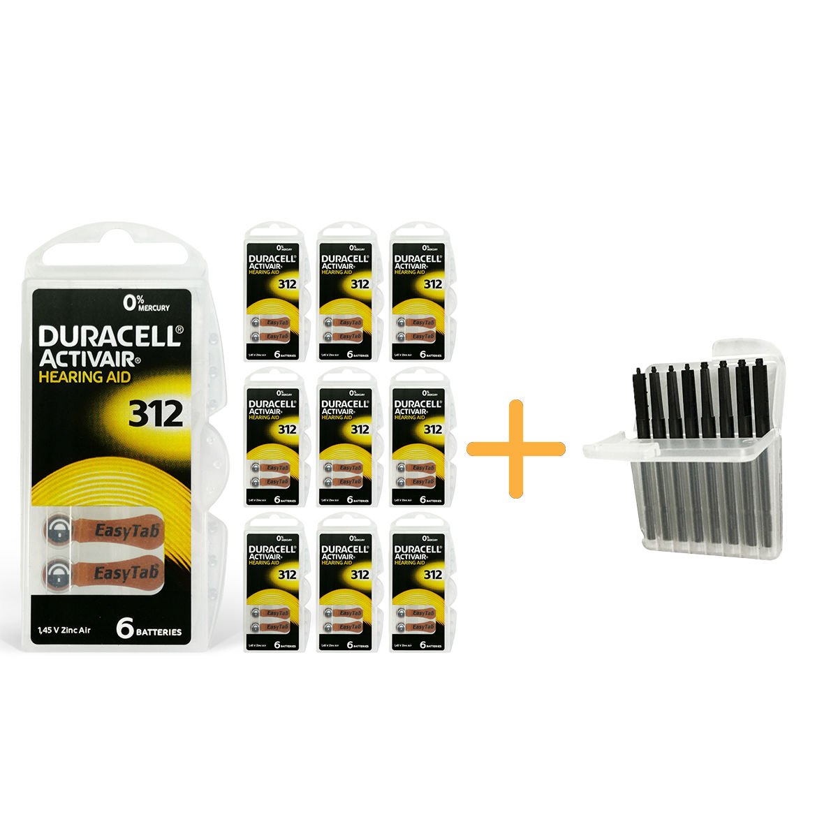 Duracell Activair 312 Numara İşitme Cihazı Pili (10 Paket x 6 Adet = 60 Adet Pil) + HEDİYE İşitme Cihazı Çubuk Filtre