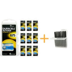 Duracell Activair 675 Numara İşitme Cihazı Pili (10 Paket x 6 Adet = 60 Adet Pil) + HEDİYE İşitme Cihazı Çubuk Filtre