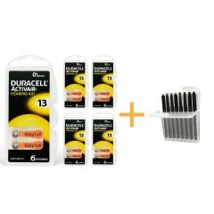 Duracell Activair 13 Numara İşitme Cihazı Pili (5 Paket x 6 Adet = 30 Adet Pil) + HEDİYE İşitme Cihazı Çubuk Filtre