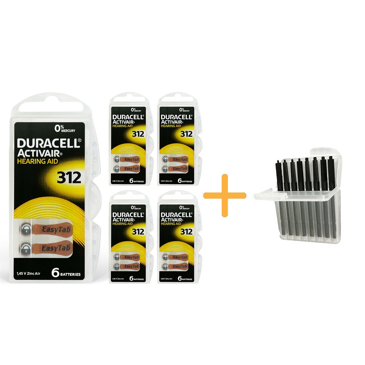Duracell Activair 312 Numara İşitme Cihazı Pili (5 Paket x 6 Adet = 30 Adet Pil) + HEDİYE İşitme Cihazı Çubuk Filtre