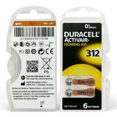 Duracell Activair 312 Numara İşitme Cihazı Pili (5 Paket x 6 Adet = 30 Adet Pil) + HEDİYE İşitme Cihazı Çubuk Filtre