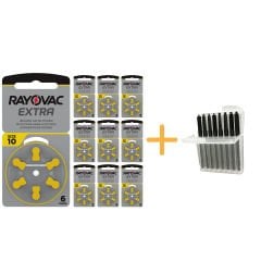 Rayovac Extra 10 Numara işitme Cihazı Pili (10 Paket x 6 = 60 Adet) + HEDİYE İşitme Cihazı Uyumlu Çubuk Filtre