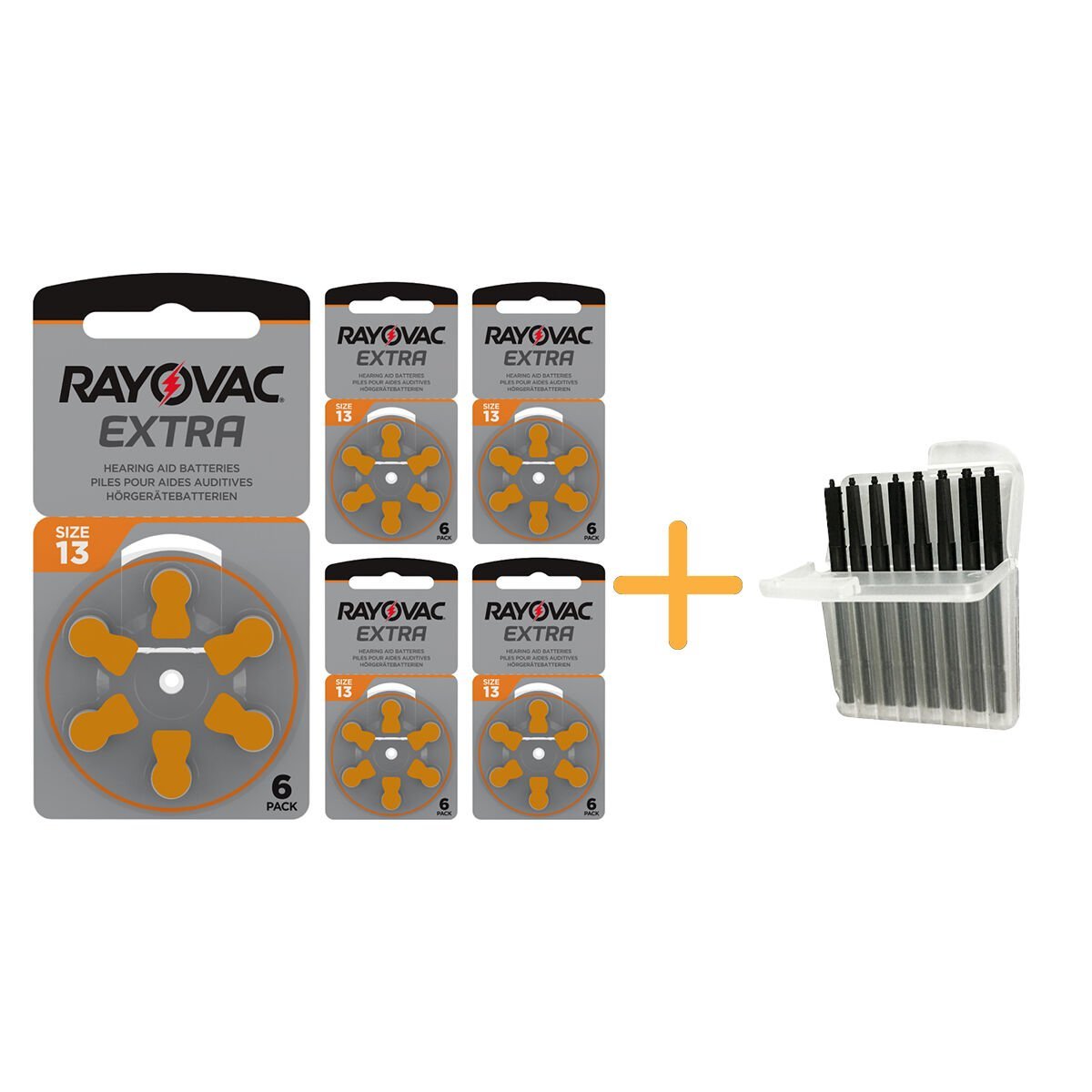 Rayovac Extra 13 Numara işitme Cihazı Pili (5 Paket x 6 = 30 Adet) + HEDİYE İşitme Cihazı Uyumlu Çubuk Filtre