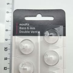 Oticon miniFit Bass 6 mm Double Vent Dome, İşitme Cihazı 2 Delikli Dom/Kubbe (1 Paket=10 Adet)