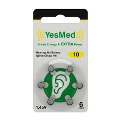 YesMed Extra Power 10 Numara İşitme Cihazı Pili, Kulaklık Pili, Duyma Pili, Kulak Pili, Kulak Cihazı Pili (10 Paket x 6 Adet = 60 Adet Pil)