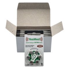 YesMed Extra Power 312 Numara İşitme Cihazı Pili, Kulaklık Pili, Duyma Pili, Kulak Pili, Kulak Cihazı Pili (10 Paket x 6 Adet = 60 Adet Pil)