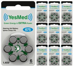 YesMed Extra Power 675 Numara İşitme Cihazı Pili, Kulaklık Pili, Duyma Pili, Kulak Pili, Kulak Cihazı Pili (10 Paket x 6 Adet = 60 Adet Pil)