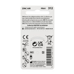 YesMed Extra Power 312 Numara İşitme Cihazı Pili, Kulaklık Pili, Duyma Pili, Kulak Pili, Kulak Cihazı Pili (1 Paket = 6 Adet Pil)