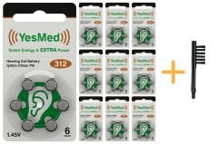 YesMed Extra Power 312 Numara İşitme Cihazı Pili (10 Paket x 6 Adet = 60 Adet Pil) + HEDİYE Mıknatıslı İşitme Cihazı Temizleme Fırçası