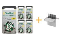 YesMed Extra Power 10 Numara İşitme Cihazı Pili (5 Paket x 6 Adet = 30 Adet Pil) + HEDİYE İşitme Cihazı Filtresi, YesMed