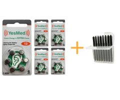 YesMed Extra Power 13 Numara İşitme Cihazı Pili (5 Paket x 6 Adet = 30 Adet Pil + HEDİYE İşitme Cihazı Uyumlu Çubuk Filtre, YesMed