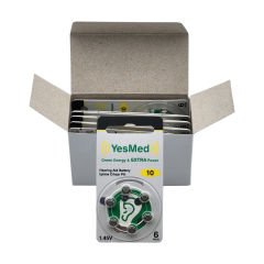 YesMed Extra Power 10 Numara İşitme Cihazı Pili, Kulaklık Pili, Duyma Pili, Kulak Pili, Kulak Cihazı Pili (10 Paket x 6 Adet = 60 Adet Pil) + HEDİYE İşitme Cihazı ProWax miniFit Filtre