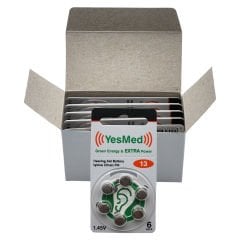 YesMed Extra Power 13 Numara İşitme Cihazı Pili, Kulaklık Pili, Duyma Pili, Kulak Pili, Kulak Cihazı Pili (10 Paket x 6 Adet = 60 Adet Pil) + HEDİYE İşitme Cihazı ProWax miniFit Filtre