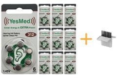 YesMed Extra Power 312 Numara İşitme Cihazı Pili (10 Paket x 6 Adet = 60 Adet Pil) + HEDİYE İşitme Cihazı Filtresi, YesMed