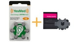YesMed Extra Power 13 Numara İşitme Cihazı Pili, Kulaklık Pili, Duyma Pili, Kulak Pili, Kulak Cihazı Pili (1 Paket = 6 Adet Pil) + HEDİYE İşitme Cihazı ProWax miniFit Filtre