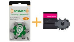 YesMed Extra Power 13 Numara İşitme Cihazı Pili, Kulaklık Pili, Duyma Pili, Kulak Pili, Kulak Cihazı Pili (1 Paket = 6 Adet Pil) + HEDİYE İşitme Cihazı ProWax miniFit Filtre