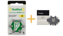 YesMed Extra Power 10 Numara İşitme Cihazı Pili (1 Paket = 6 Adet Pil) + HEDİYE ProWax Filtre
