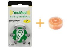 YesMed Extra Power 10 Numara İşitme Cihazı Pili (1 Paket = 6 Adet Pil) + HEDİYE Nem Alıcı Tablet 1 Adet, YesMed