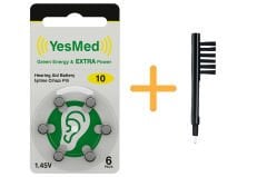 YesMed Extra Power 10 Numara İşitme Cihazı Pili (1 Paket = 6 Adet Pil) + HEDİYE Mıknatıslı İşitme Cihazı Temizleme Fırçası