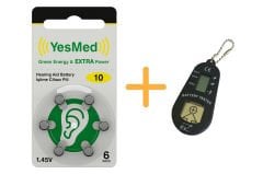 YesMed Extra Power 10 Numara İşitme Cihazı Pili (1 Paket = 6 Adet Pil) + HEDİYE İşitme Cihazı Pil Ölçer
