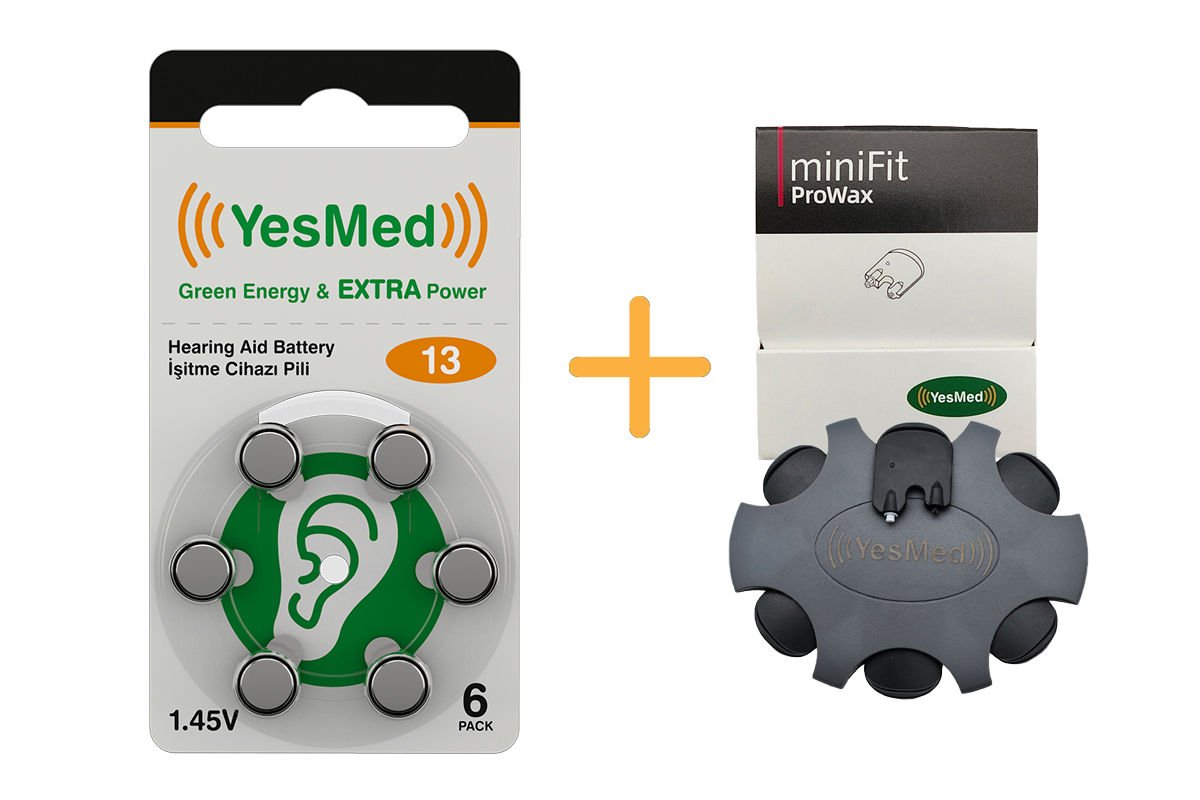 YesMed Extra Power 13 Numara İşitme Cihazı Pili (1 Paket = 6 Adet Pil ) + HEDİYE YesMed miniFit ProWax Filtre