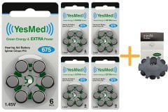 YesMed Extra Power 675 Numara İşitme Cihazı Pili (5 Paket x 6 Adet = 30 Adet Pil ) + HEDİYE YesMed miniFit ProWax Filtre