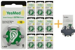 YesMed Extra Power 10 Numara İşitme Cihazı Pili (10 Paket x 6 Adet = 60 Adet Pil) + HEDİYE YesMed ProWax Filtre