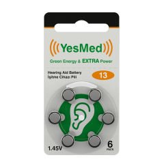 YesMed Extra Power 13 Numara İşitme Cihazı Pili (1 Paket = 6 Adet Pil) + HEDİYE YesMed WaxStop Filtre