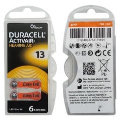 Duracell Activair 13 Numara İşitme Cihazı Pili (1 Paket = 6 Adet Pil)