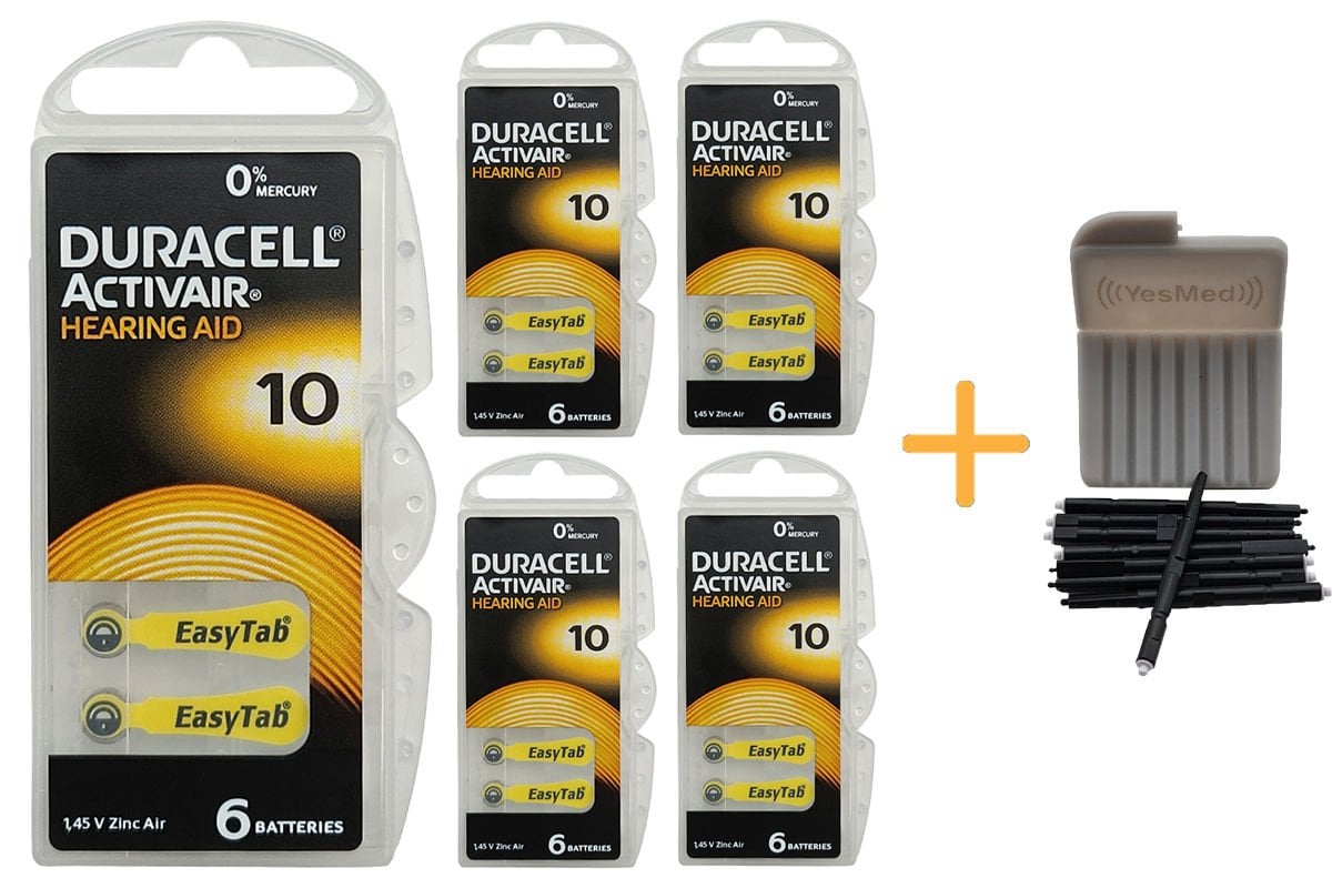 Duracell Actiavir 10 Numara İşitme Cihazı Pili (5 Paket x 6 Adet = 30 Adet Pil) + HEDİYE YesMed WaxStop Filtre