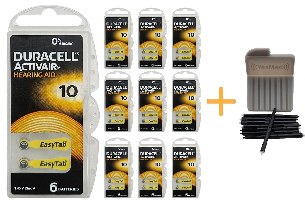 Duracell Actiavir 10 Numara İşitme Cihazı Pili (10 Paket x 6 Adet = 60 Adet Pil) + HEDİYE YesMed WaxStop Filtre