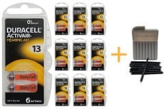Duracell Activair 13 Numara İşitme Cihazı Pili (10 Paket x 6 Adet = 60 Adet Pil) + HEDİYE YesMed WaxStop Filtre