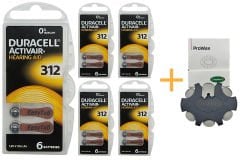 Duracell Activair 312 Numara İşitme Cihazı Pili (5 Paket x 6 Adet = 30 Adet Pil) + HEDİYE YesMed ProWax Filtre