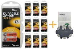 Duracell Activair 13 Numara İşitme Cihazı Pili (10 Paket x 6 Adet = 60 Adet Pil) + HEDİYE YesMed ProWax Filtre