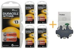 Duracell Activair 13 Numara İşitme Cihazı Pili (5 Paket x 6 Adet = 30 Adet Pil) + HEDİYE YesMed ProWax Filtre