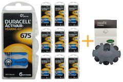 Duracell Activair 675 Numara İşitme Cihazı Pili (10 Paket x 6 Adet = 60 Adet Pil ) + HEDİYE YesMed miniFit ProWax Filtre