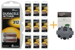 Duracell Activair 312 Numara İşitme Cihazı Pili (10 Paket x 6 Adet = 60 Adet Pil ) + HEDİYE YesMed miniFit ProWax Filtre