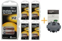 Duracell Activair 312 Numara İşitme Cihazı Pili (5 Paket x 6 Adet = 30 Adet Pil ) + HEDİYE YesMed miniFit ProWax Filtre