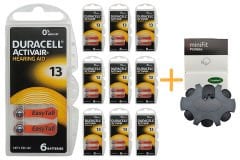 Duracell Activair 13 Numara İşitme Cihazı Pili (10 Paket x 6 Adet = 60 Adet Pil ) + HEDİYE YesMed miniFit ProWax Filtre