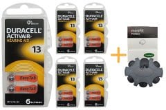 Duracell Activair 13 Numara İşitme Cihazı Pili (5 Paket x 6 Adet = 30 Adet Pil ) + HEDİYE YesMed miniFit ProWax Filtre