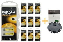 Duracell Activair 10 Numara İşitme Cihazı Pili (10 Paket x 6 Adet = 60 Adet Pil ) + HEDİYE YesMed miniFit ProWax Filtre