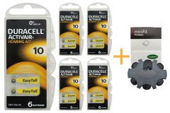 Duracell Activair 10 Numara İşitme Cihazı Pili (5 Paket x 6 Adet = 30 Adet Pil ) + HEDİYE YesMed miniFit ProWax Filtre