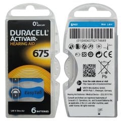 Duracell Activair 675 Numara İşitme Cihazı Pili (10 Paket x 6 Adet = 60 Adet Pil) + HEDİYE Prowax MiniFit Filtre