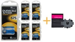 Duracell Activair 675 Numara İşitme Cihazı Pili (5 Paket x 6 Adet = 30 Adet Pil) + HEDİYE Prowax MiniFit Filtre