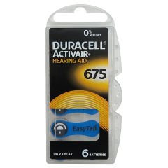 Duracell Activair 675 Numara İşitme Cihazı Pili (1 Paket = 6 Adet Pil) + HEDİYE Prowax MiniFit Filtre