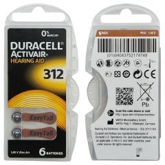 Duracell Activair 312 Numara İşitme Cihazı Pili (10 Paket x 6 Adet = 60 Adet Pil) + HEDİYE Prowax MiniFit Filtre