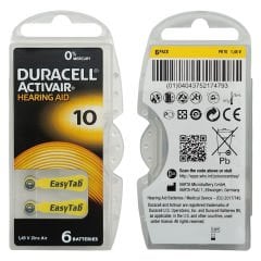 Duracell Actiavir 10 Numara İşitme Cihazı Pili (10 Paket x 6 Adet = 60 Adet Pil) + HEDİYE Prowax MiniFit Filtre