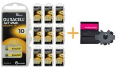 Duracell Actiavir 10 Numara İşitme Cihazı Pili (10 Paket x 6 Adet = 60 Adet Pil) + HEDİYE Prowax MiniFit Filtre